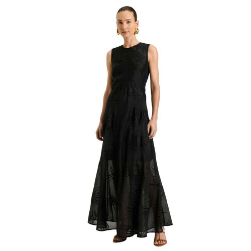 Veronika Maine Palm Embroidery Empire Line Dress